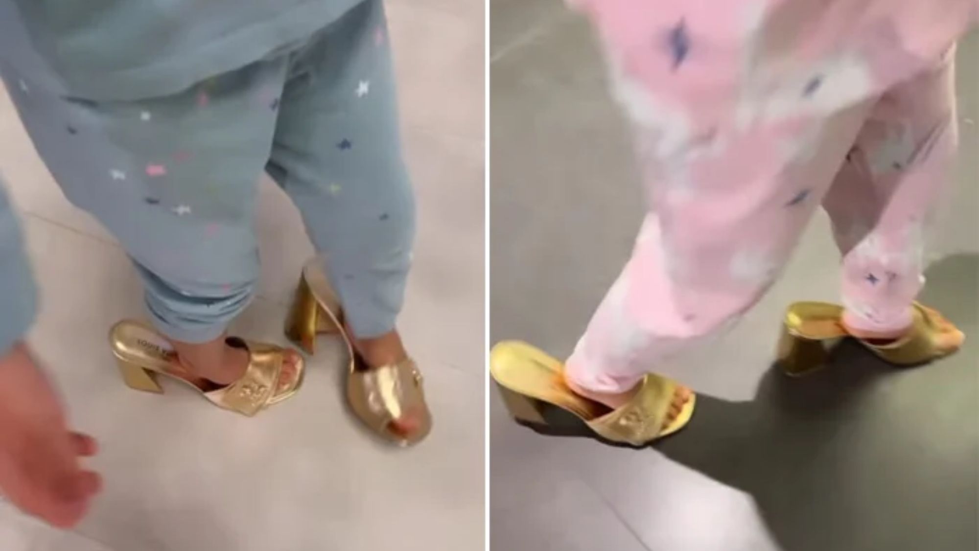 La hijas de Georgina con sus zapatos La hijas de Georgina con sus zapatos