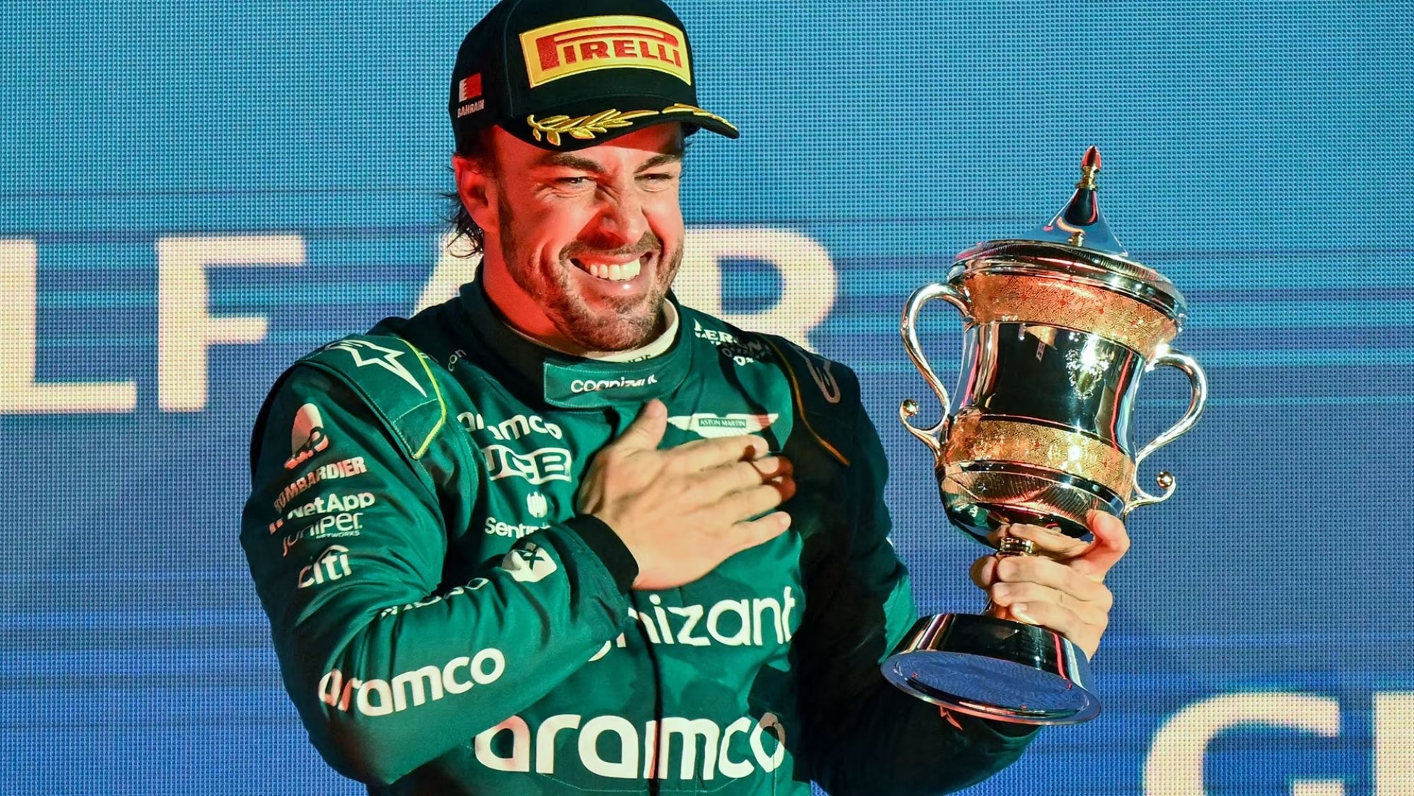 Fernando Alonso en el pódium
