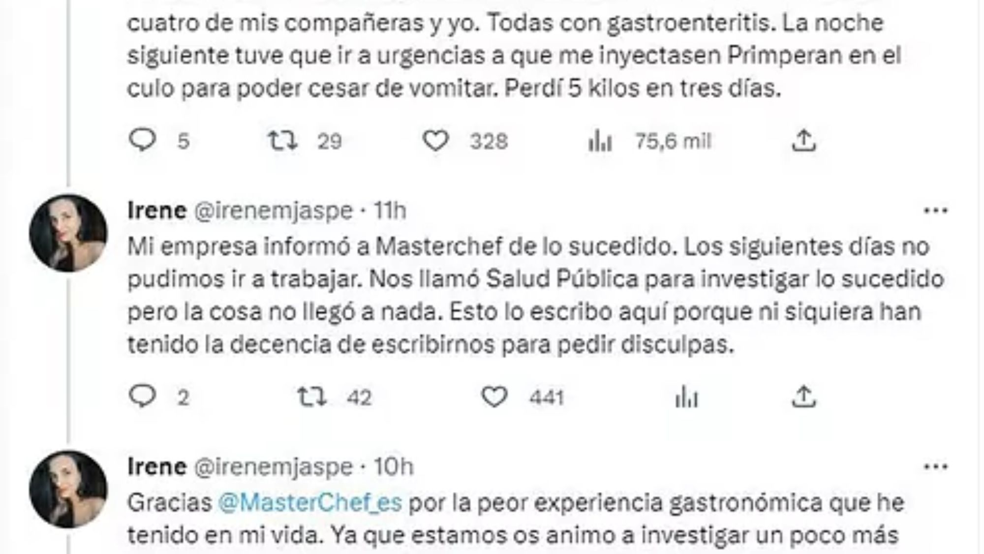 Fragmento de la denuncia a Masterchef