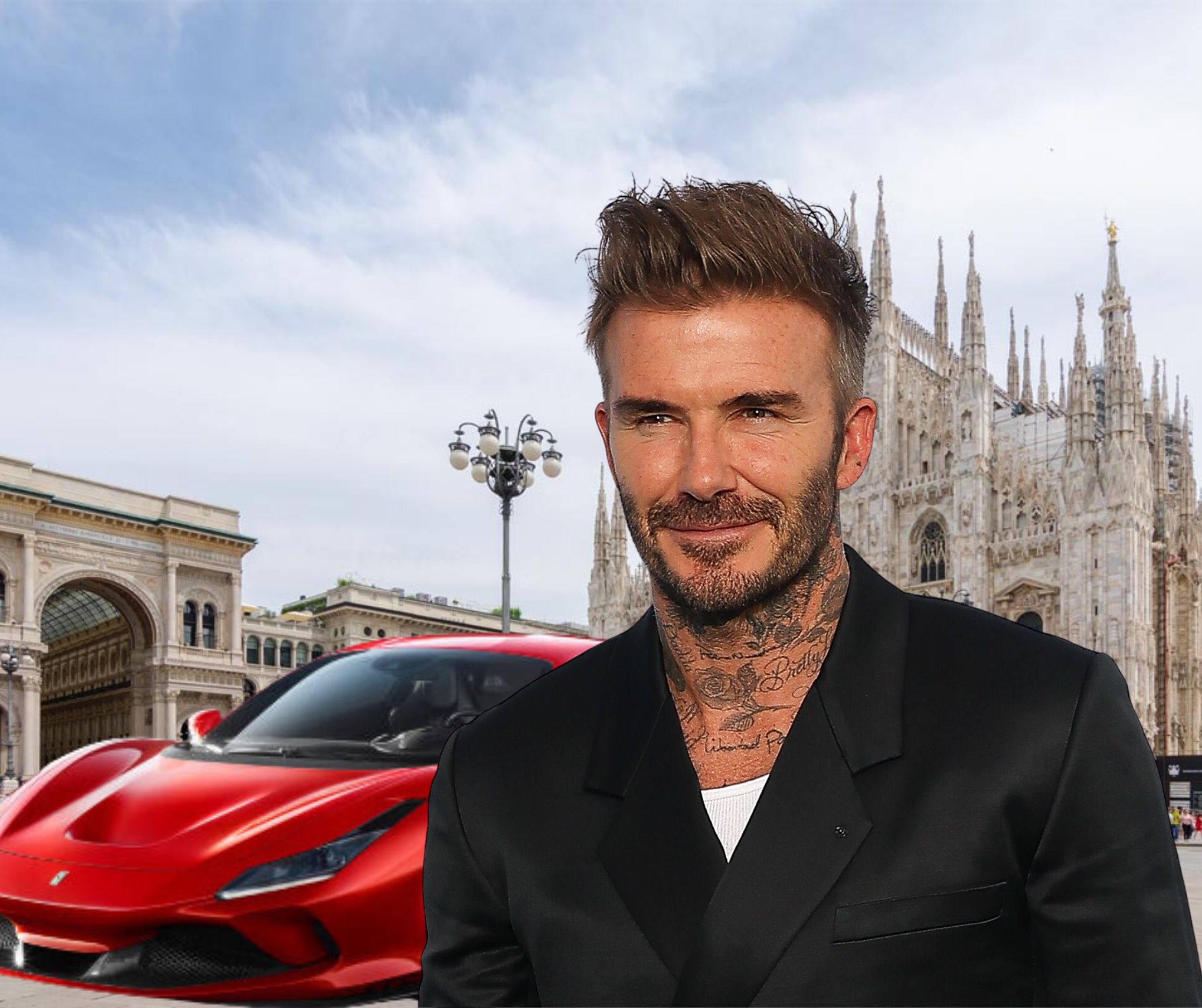 Beckham regresa a Milán y lo hace en un coche de videojuego