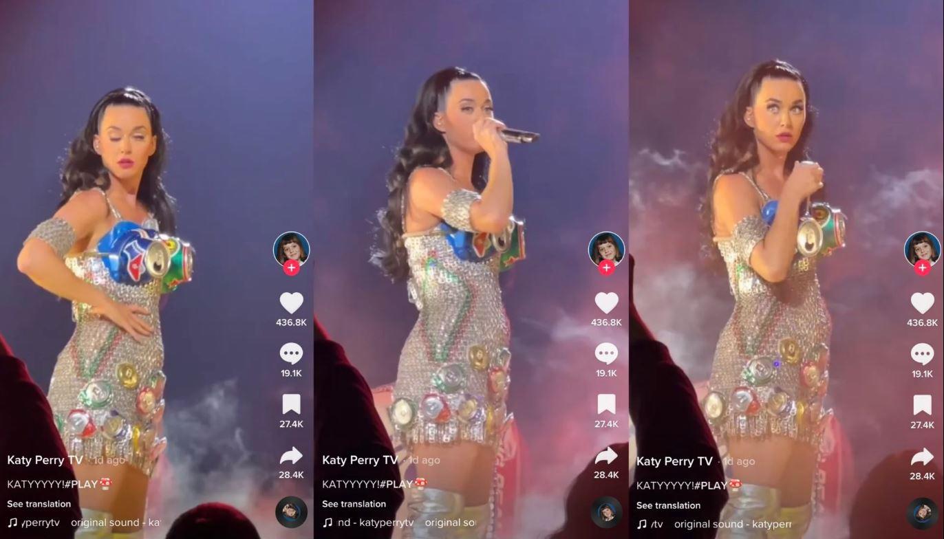 Katy Perry capturas de su problema en el escenario Katy Perry capturas de su problema en el escenario