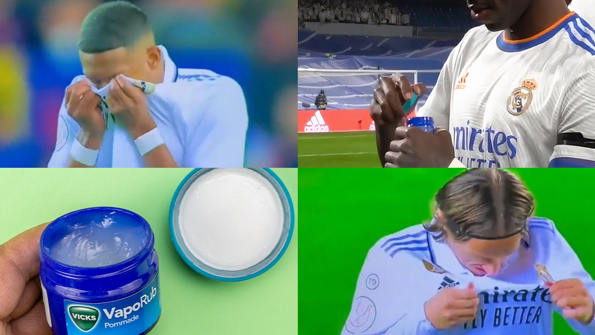 Jugadores del Madrid inhalando Vicks Vaporub
