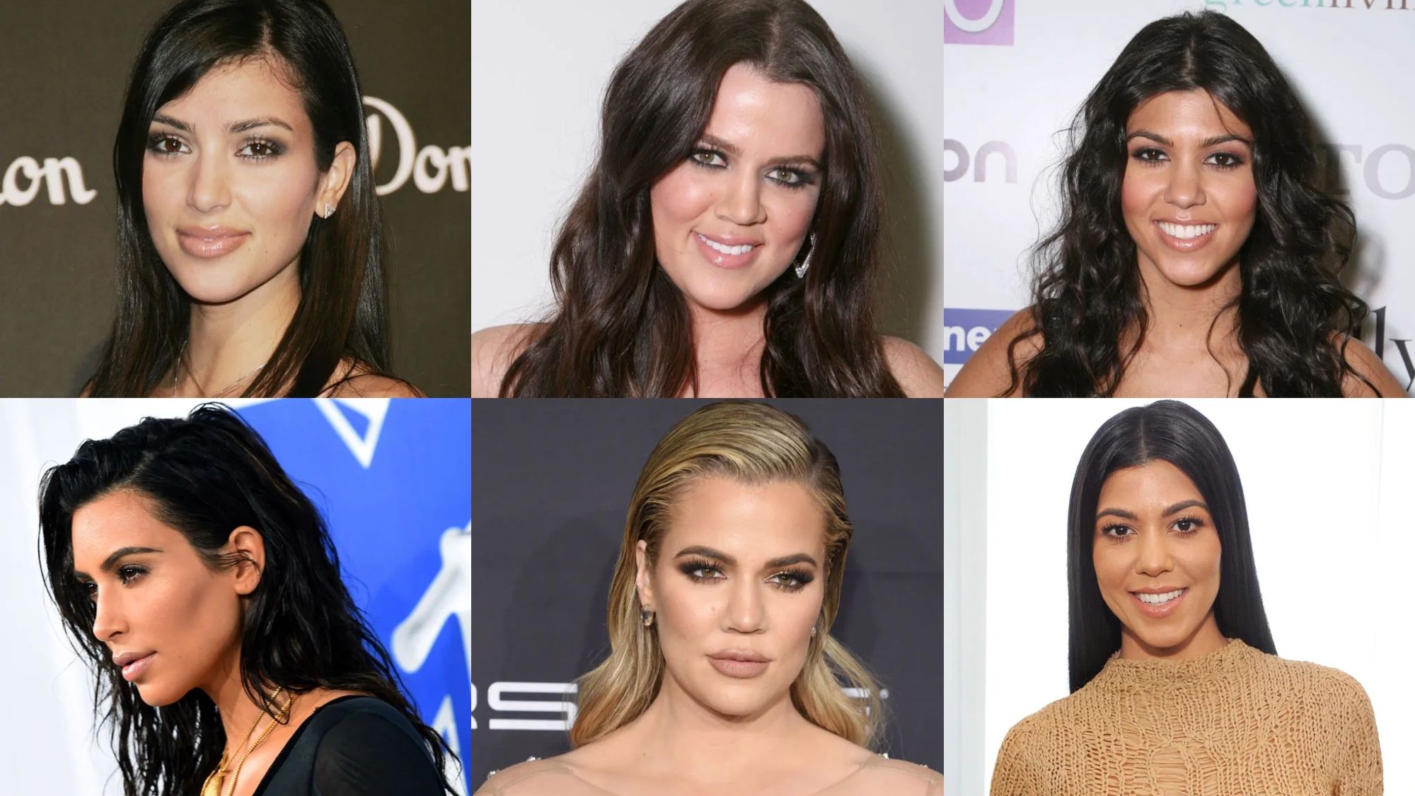 Kim, Khloé y Kourtney antes y después Kim, Khloé y Kourtney antes y después