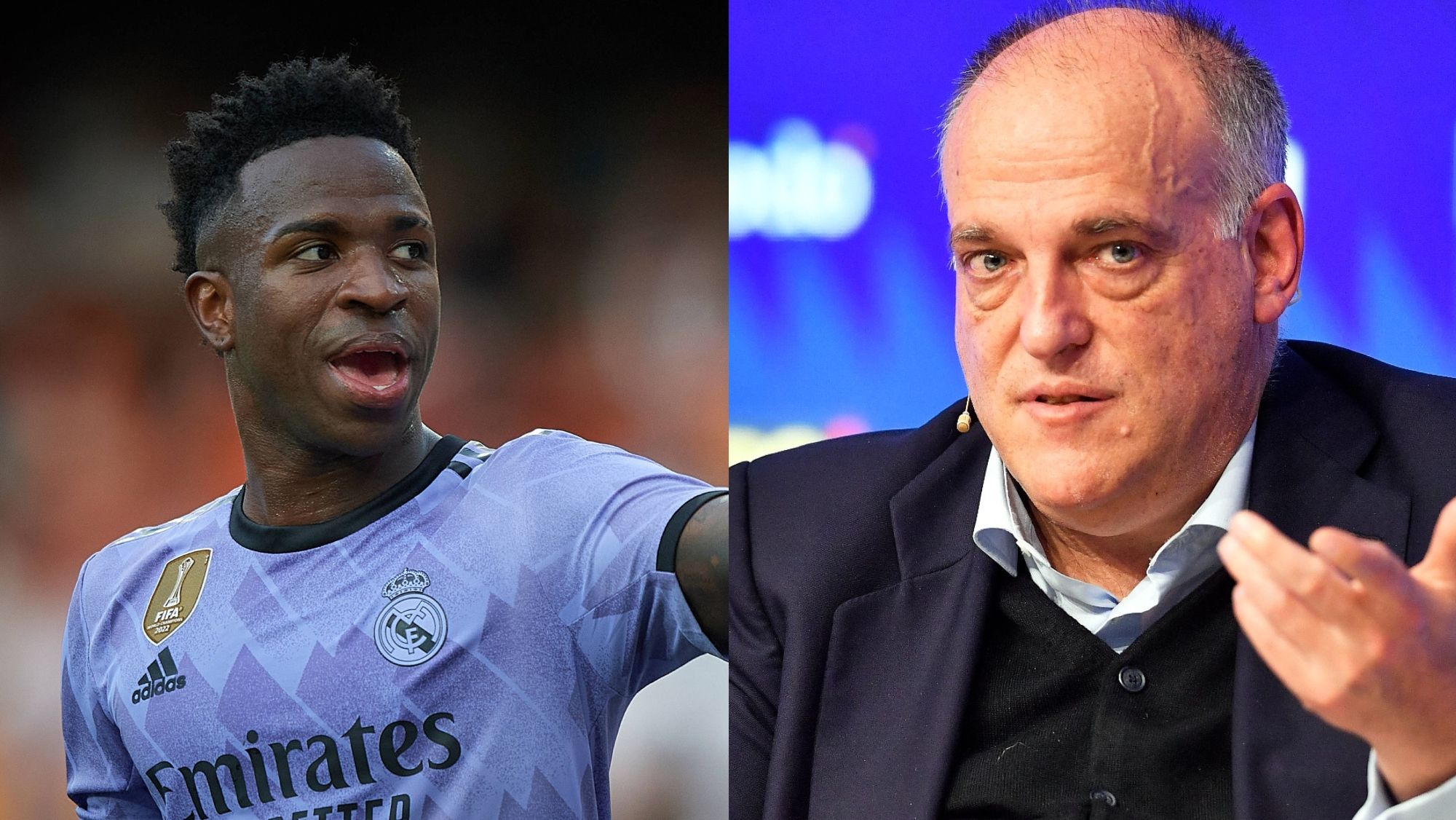 Javier Tebas y Vinicius Jr