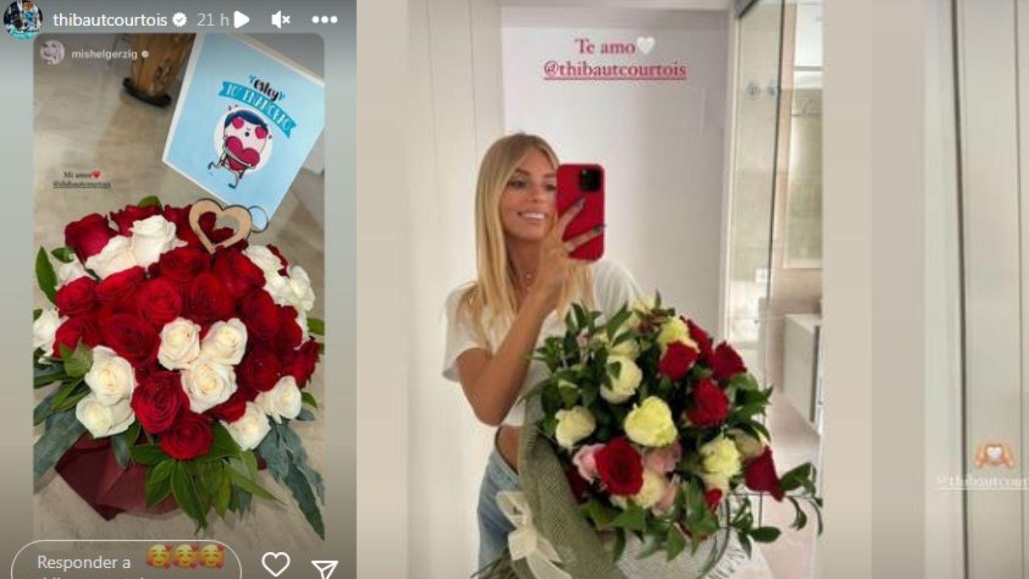 Mishel Gerzig enseñándo los regalos de amor de Courtois