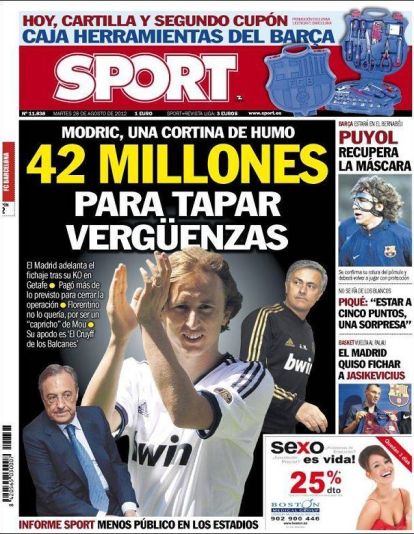 La ridícula portada de Sport que sacó cuándo el Madrid fichó a Luka Modric La ridícula portada de Sport que sacó cuándo el Madrid fichó a Luka Modric