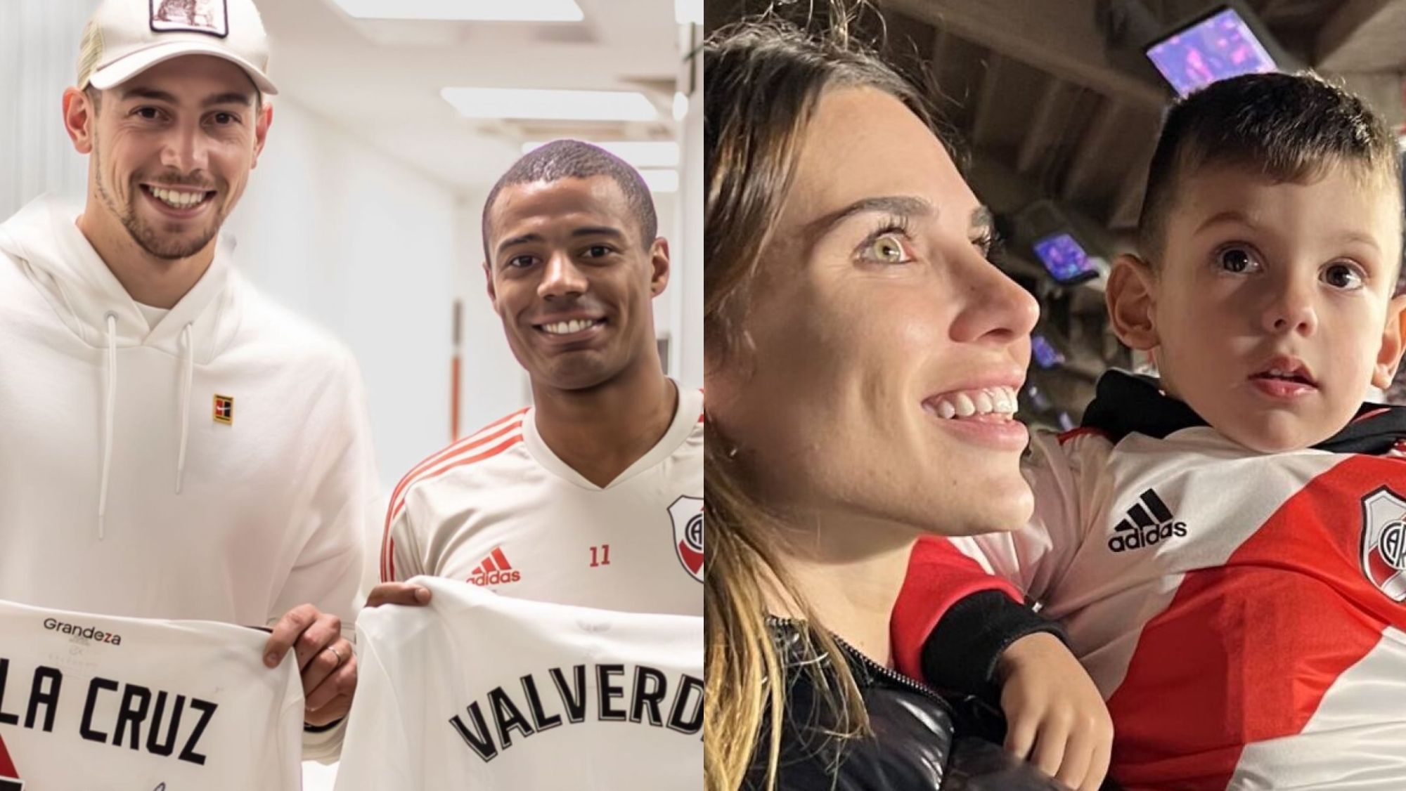 Mina Bonino, Fede Valverde y Benicio en el Monumental