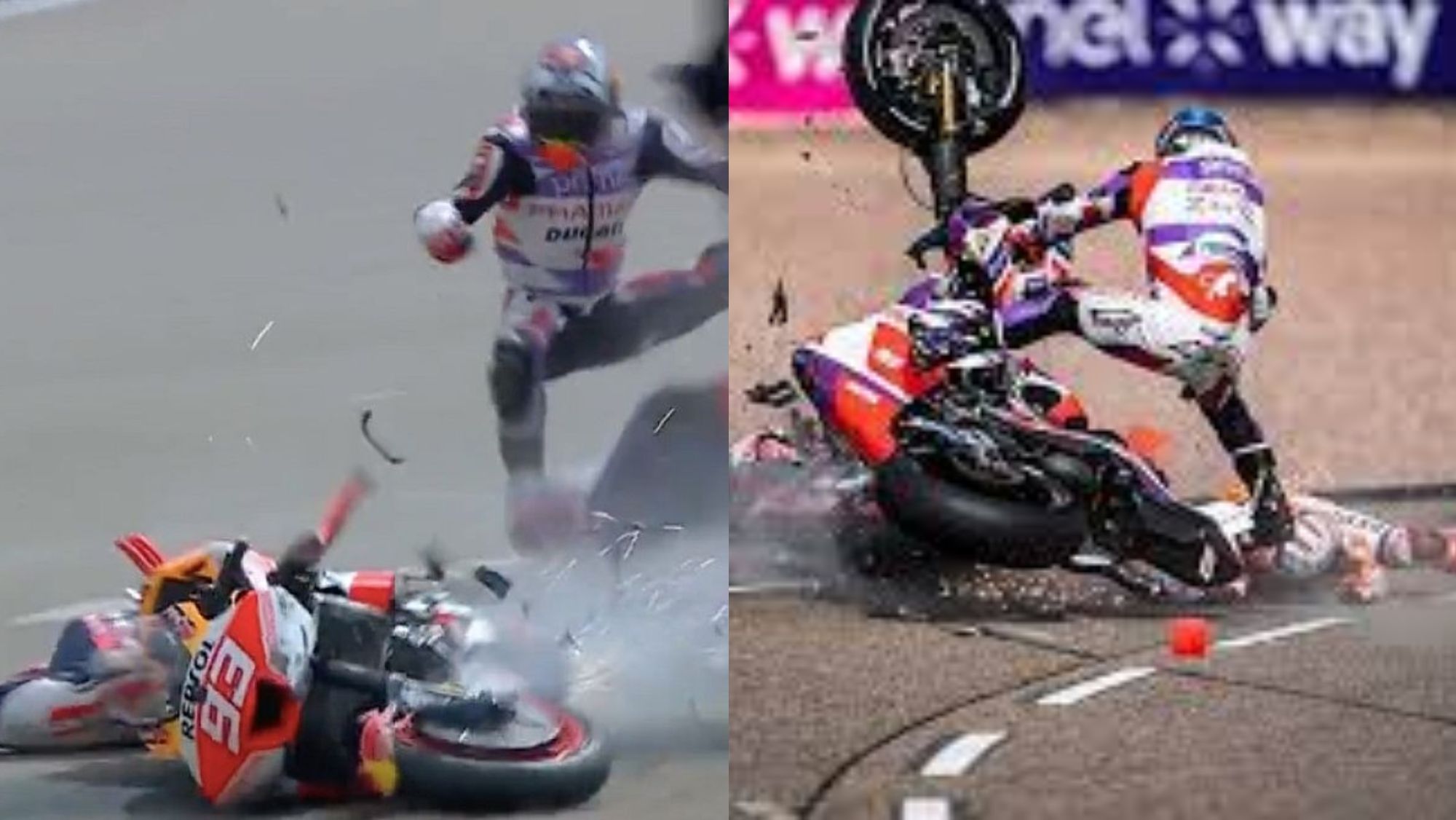 Imágenes de la caída de Marc Márquez después de explotar sobre su Honda