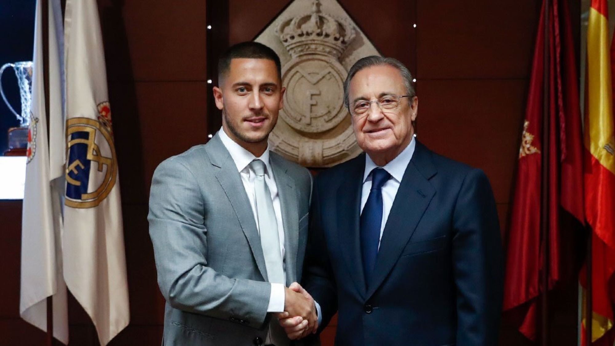 Eden Hazard y Florentino Pérez