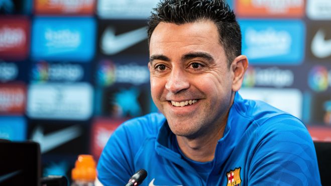 Xavi Hernández en una rueda de prensa