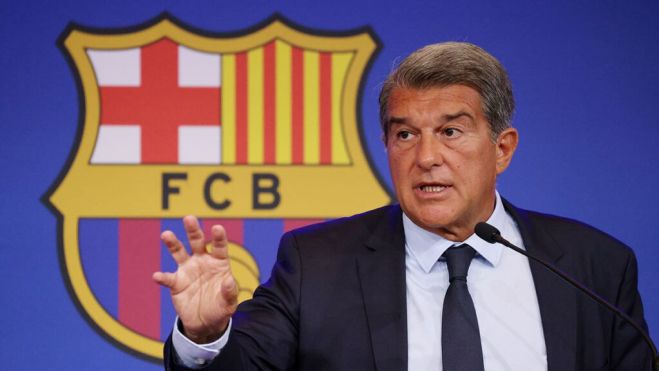 Joan Laporta en una de sus ruedas de prensa