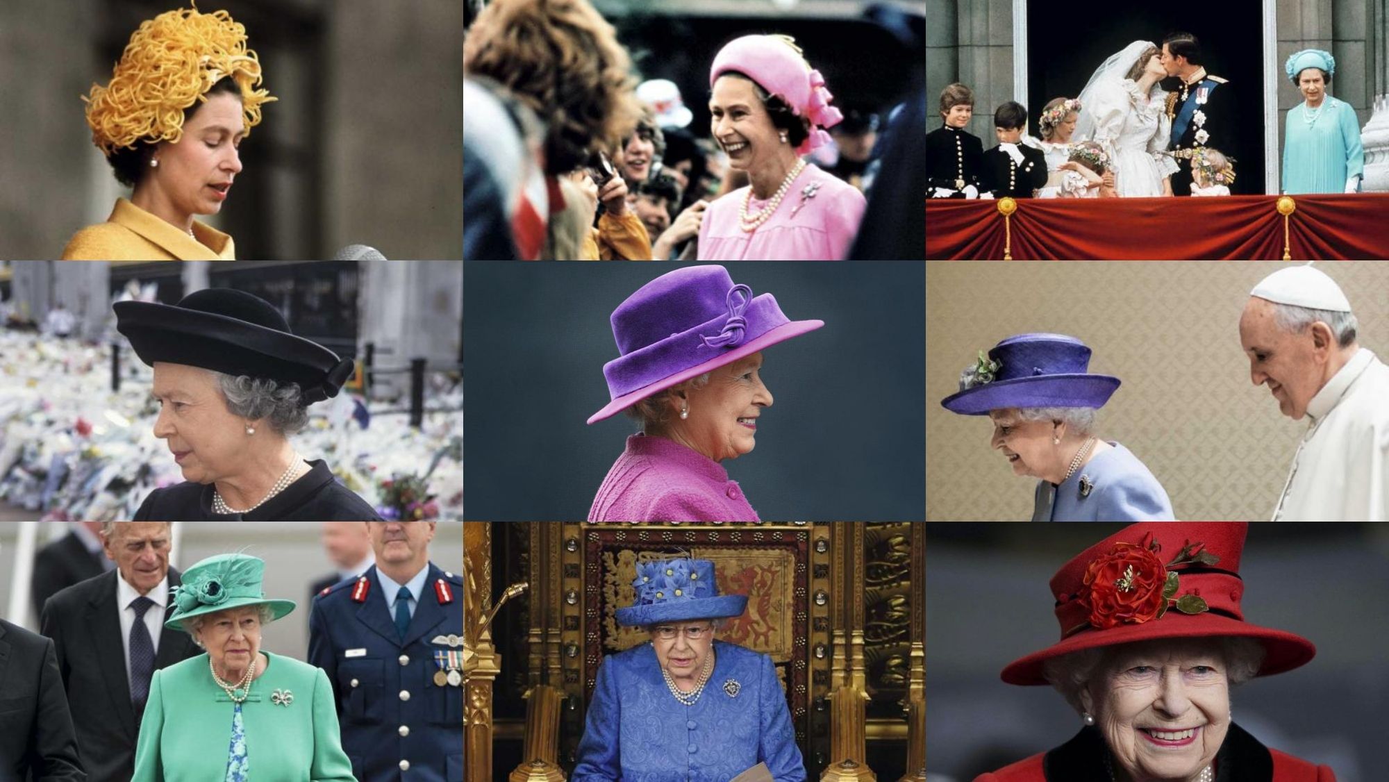 Algunos de los sombreros de la Reina Isabel II