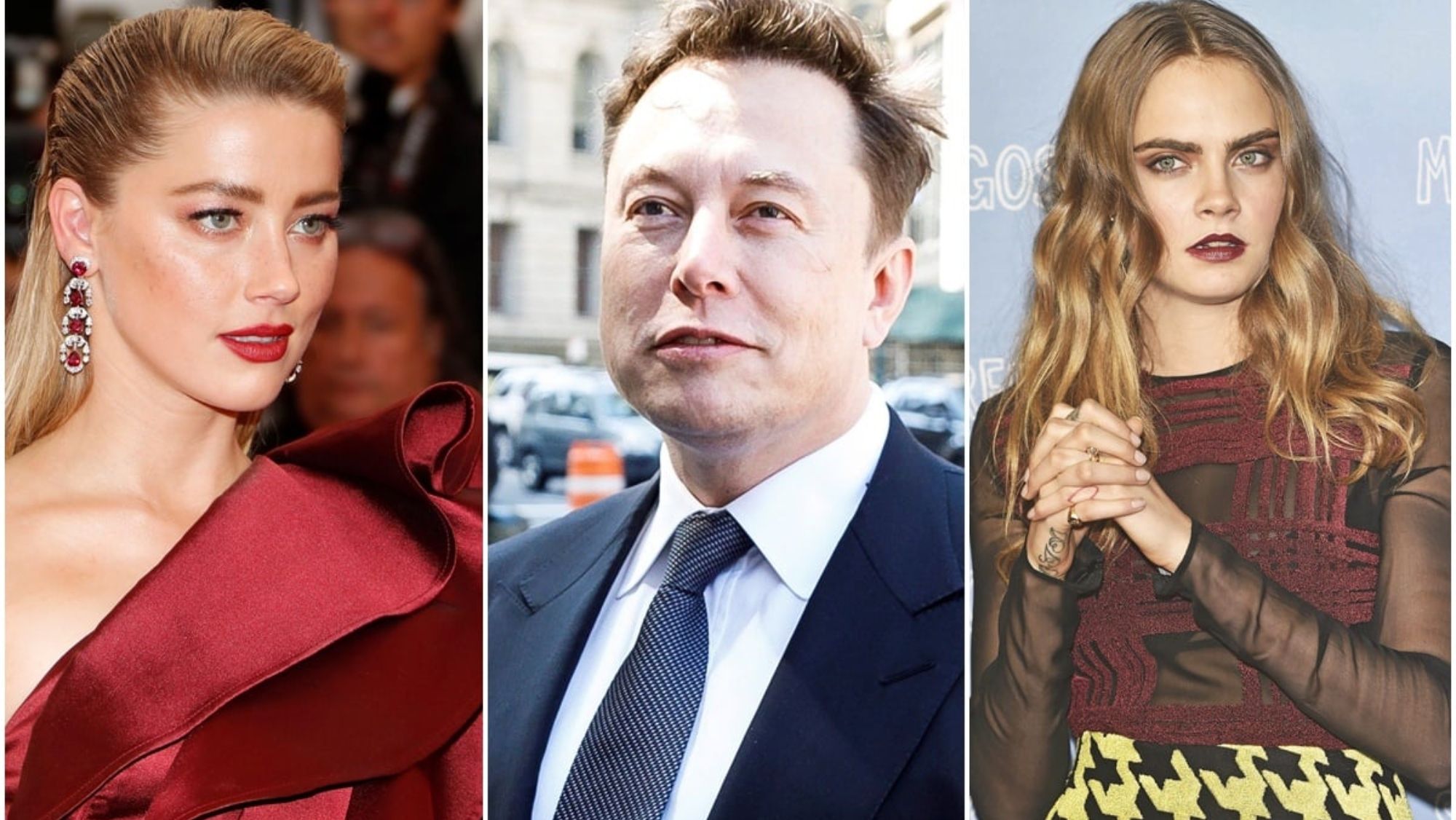 El trio Amber Heard, Elon Musk y Cara Delavingne