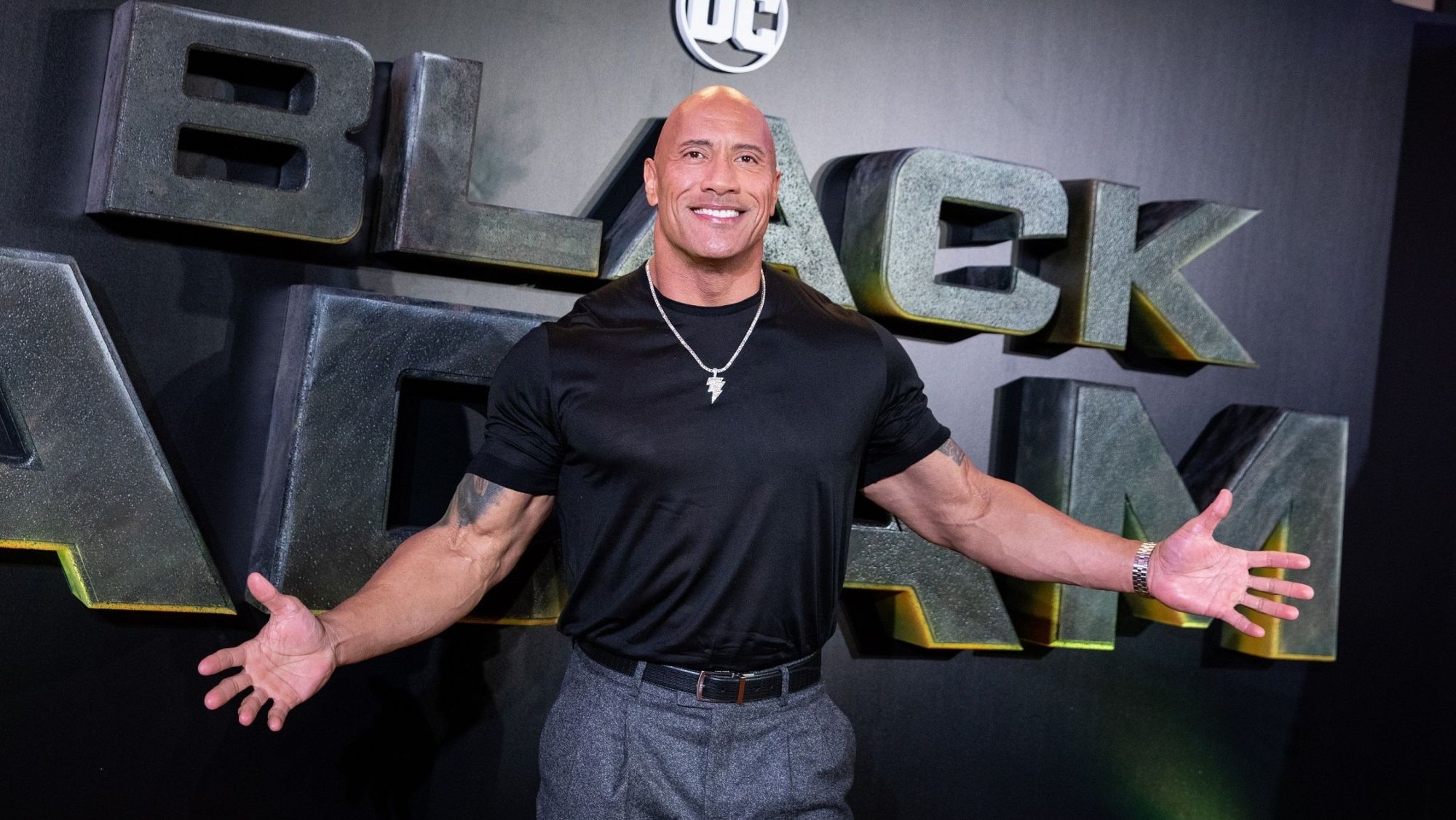Dwayne Johnson en la presentación de Black Adam